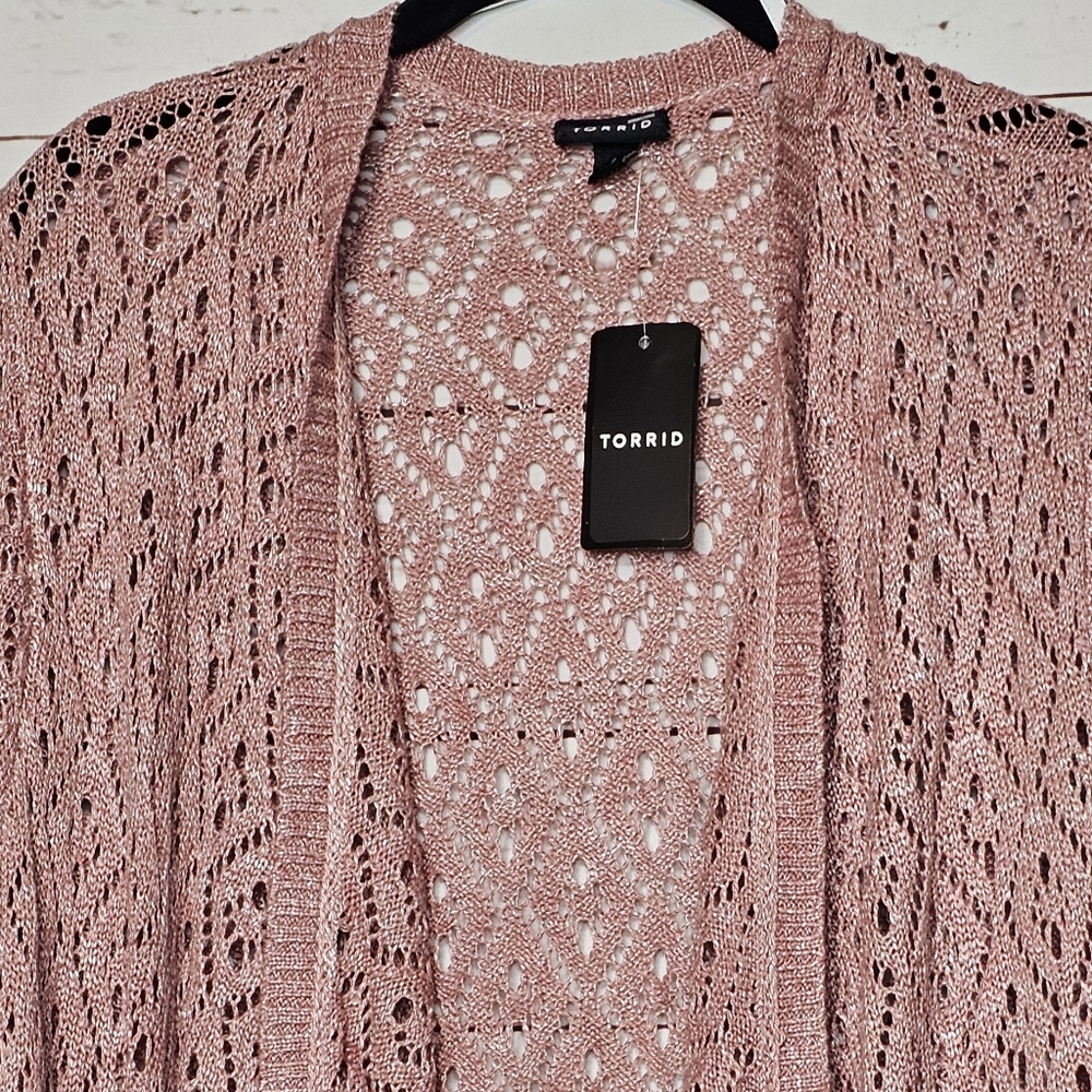 Torrid Long Drape Front Crochet Sweater - Picture 6 of 9